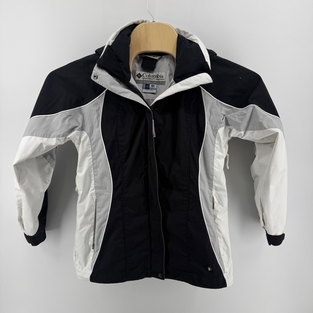 Columbia Vertex Core Interchange Ski Jacket Womens Small Black White Grey Hooded